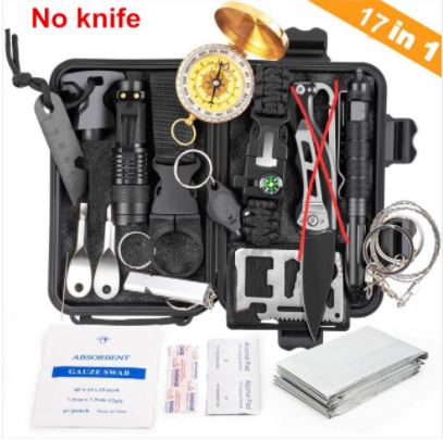 18 IN 1 Outdoor Survival Kit Set Camping Travel Multifunction Tactical Defense Equipment