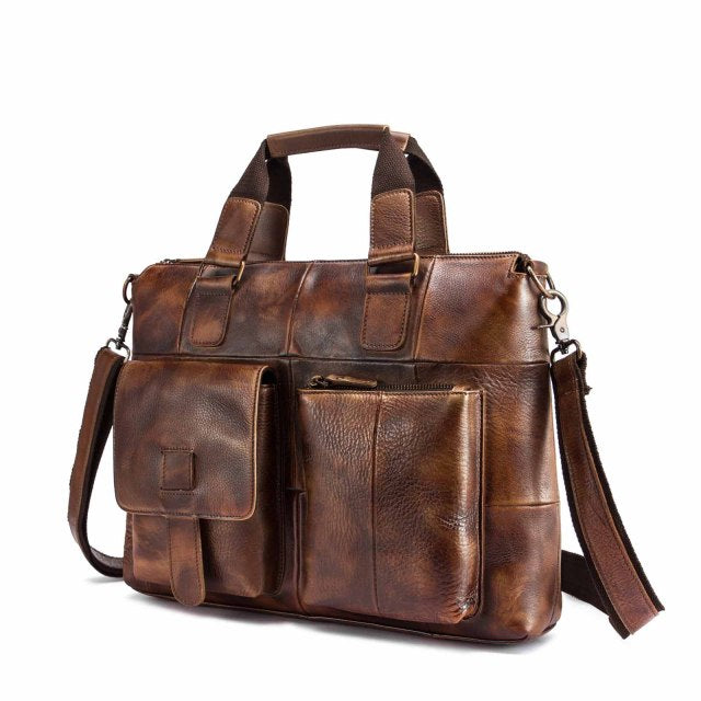 Men Genuine Leather Office Maletas Business Briefcase 15.6" Laptop Case Attache Portfolio Bag Maletin Messenger Bag B260