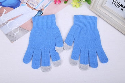 Rimiut Women's Cashmere Knitted Winter Gloves Cashmere Knitted Women Autumn Winter Warm Thick Gloves Touch Screen Skiing Gloves