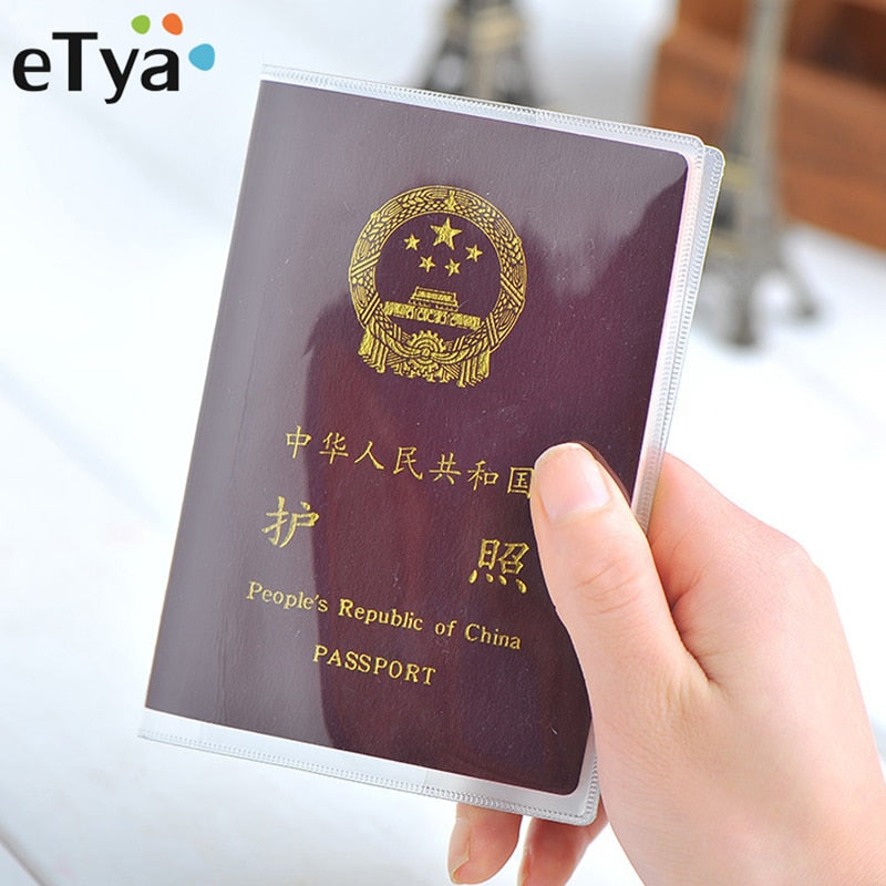 eTya Travel Waterproof Dirt Passport Holder Cover Wallet Transparent PVC ID Card Holders Business Credit Card Holder Case Pouch