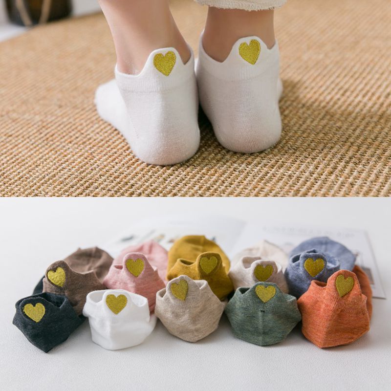 SALE! 5Pairs New Heart Socks Women Cotton Socks Ankle Short Cute Heart Casual Funny Sock Fashion Socks