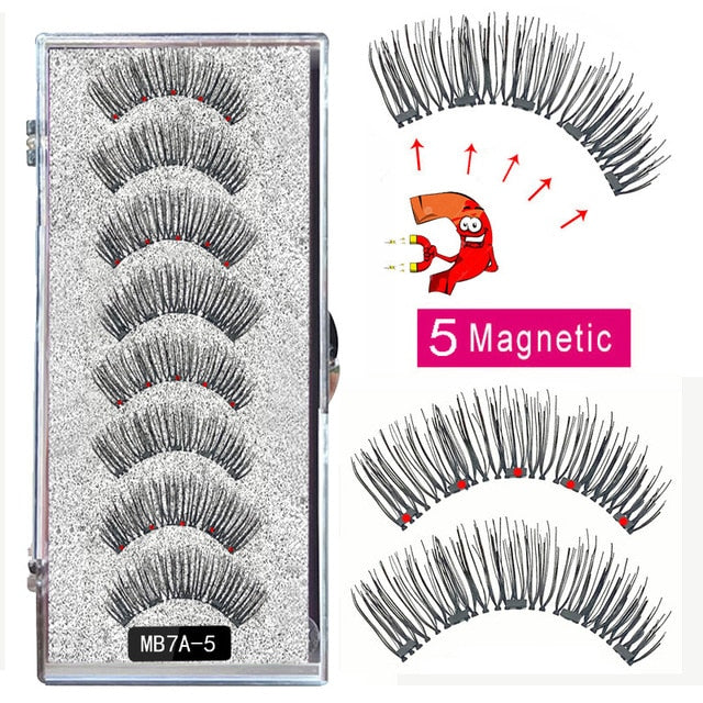 New MBA 5 Magnetic Eyelashes Curler Set Long 3D Mink Magnetic lashes Wear faux cils magnetique Natural Thick False Eyelashes