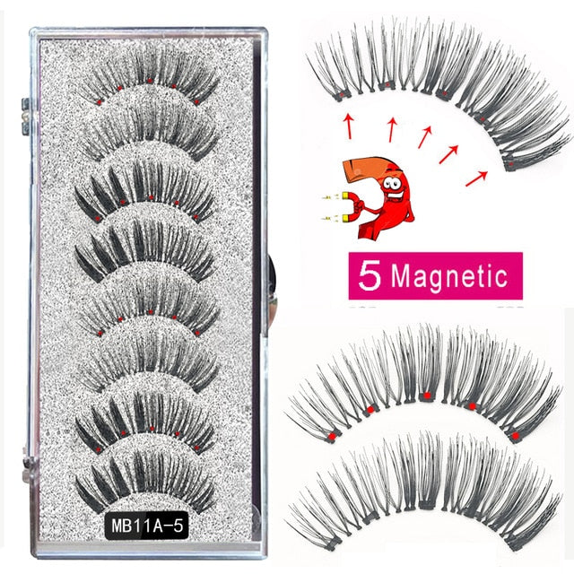 New MBA 5 Magnetic Eyelashes Curler Set Long 3D Mink Magnetic lashes Wear faux cils magnetique Natural Thick False Eyelashes