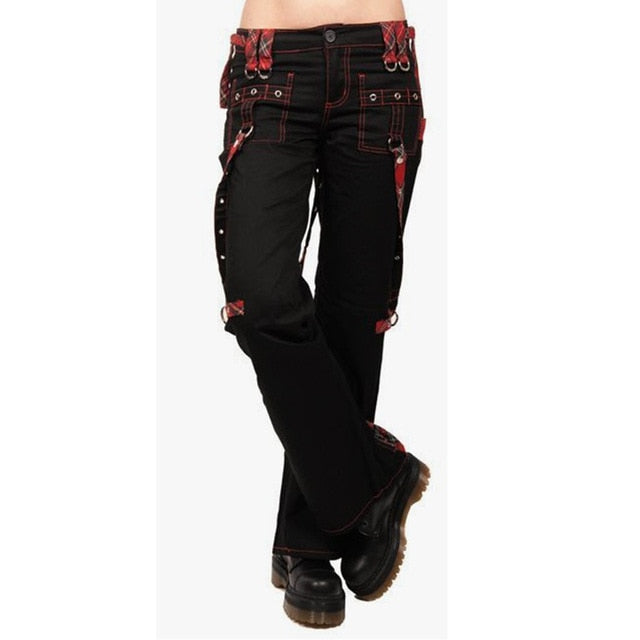 Ladies Cargo Pants High Waist Black Streetwear Vintage Punk Goth Pants Women Summer Pants Casual Long Trousers joggers D30
