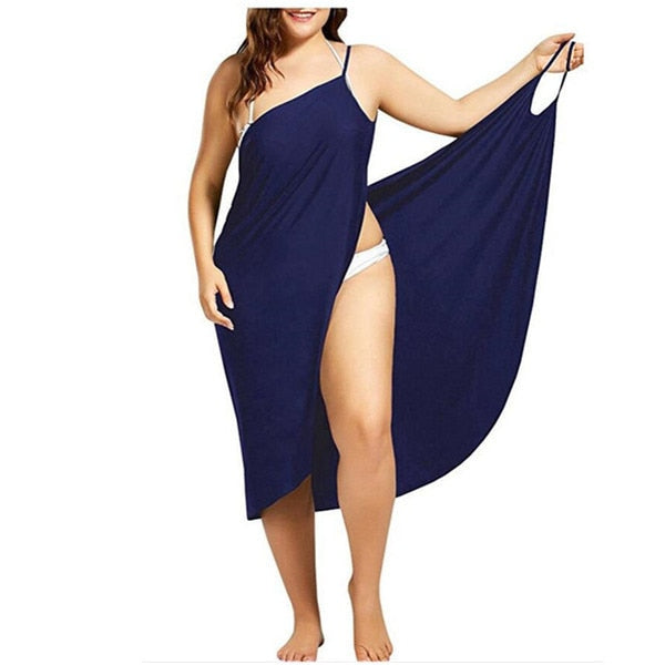 Oufisun Women Plus Size Pareo Beach Cover Up Wrap Dress Bikini Bathing Suit -women's wear