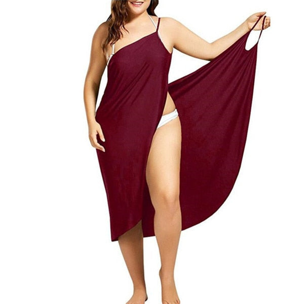 Oufisun Women Plus Size Pareo Beach Cover Up Wrap Dress Bikini Bathing Suit -women's wear