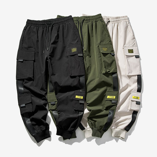 New Hip Hop Joggers Cargo Pants Men Harem Pants Multi-Pocket Ribbons Man Sweatpants Streetwear-men's wear