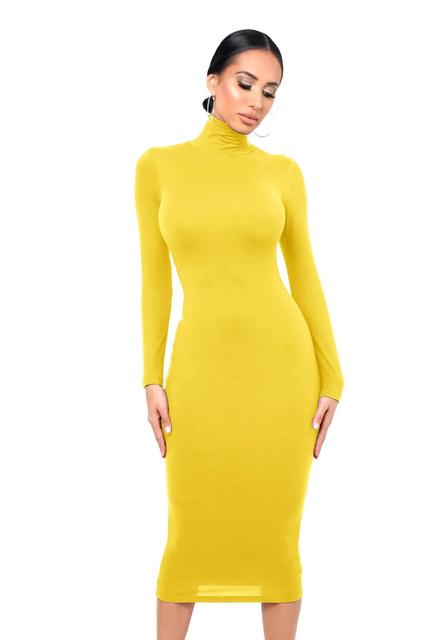 Sexy Women Long Sleeve Turtleneck Bodycon Dress Autumn Winter New Solid Casual Slim Package Hip Thick Fashion Party Vestidos