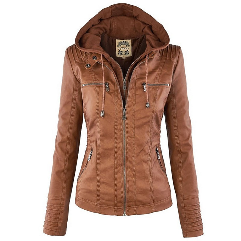 Winter Faux Leather Jacket Women Casual Basic Coats Plus Size Waterproof Windproof Coats -women's wear