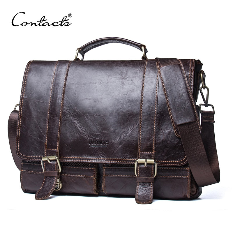 Men's Briefcase Genuine Leather Business Handbag Laptop Casual Large Shoulder Bag Vintage -men' wear