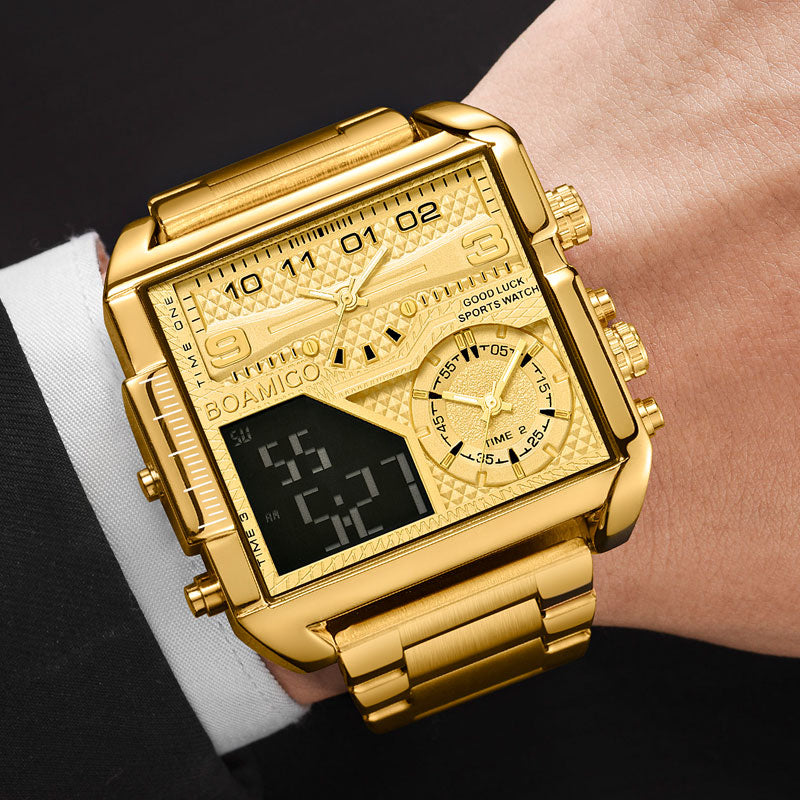BOAMIGO New Top Brand Luxury Fashion Men Watches Gold Stainless Steel Sport Watch for Men-men's wear