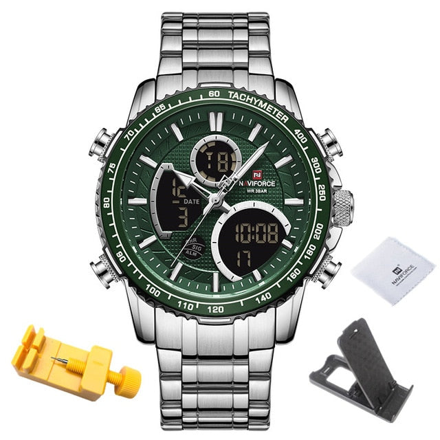 NAVIFORCE Men Watch Top Luxury Brand Big Dial Sport Watches Mens Chronograph Quartz Wristwatch Date Male Clock Relogio Masculino