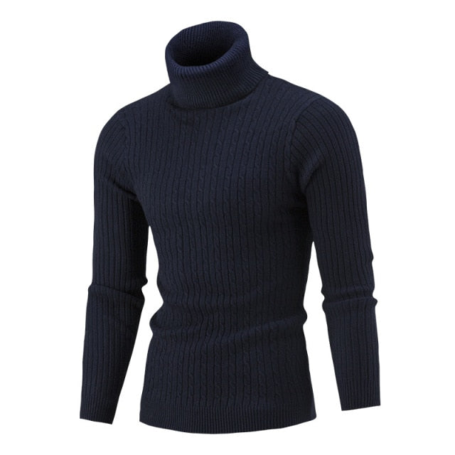 Men's sweater autumn and winter new European and American high collar foreign trade solid color twist bottoming shirt