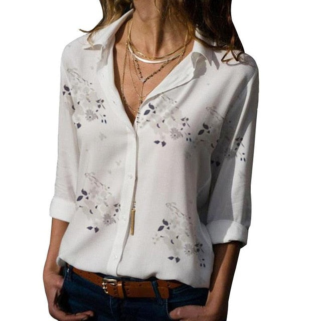 Long Sleeve Women Blouses 2021 Plus Size Turn-down Collar Blouse Shirt Casual Tops Elegant Work Wear Chiffon Shirts 5XL