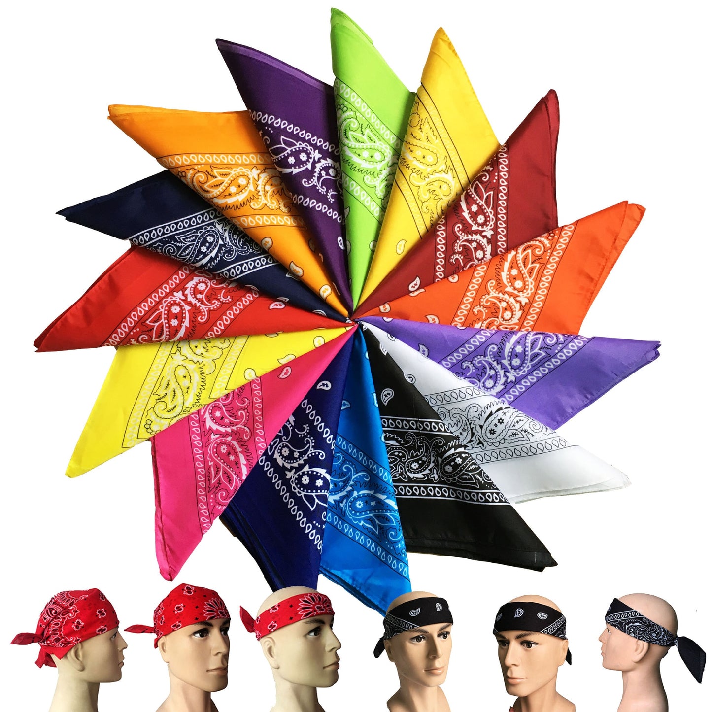 Fashion Unisex Bandana Scarf Hip Hop Hiking Headscarf Wrist Wraps Magic Square Kerchief Cashew Print Hair Accessories-unisex