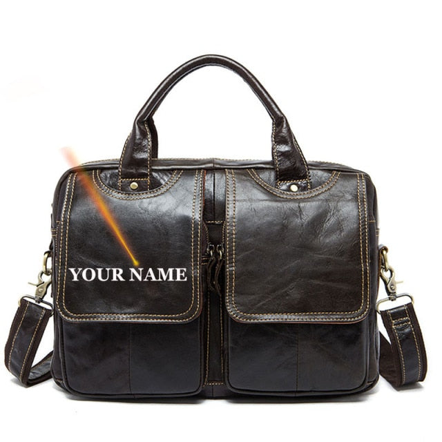 WESTAL Men's Bag Genuine Leather Men's Briefcases Laptop Bag Leather Totes for Document Office Bags for Men Messenger Bags 8002
