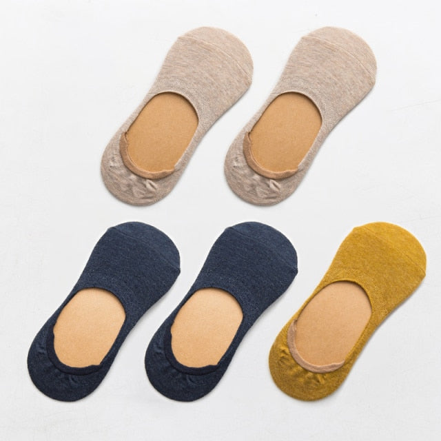 5 Pairs Spring Summer Women Socks Solid Color Fashion Wild Shallow Mouth Felmen Girls Female Invisible No Show Slipper Socks