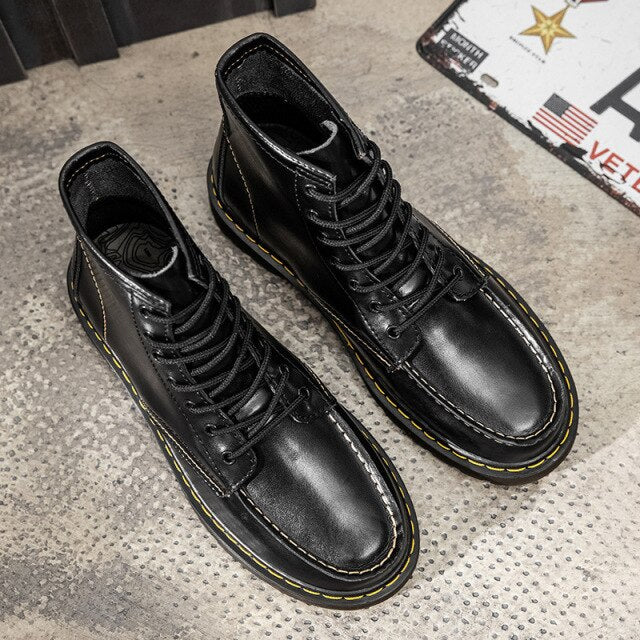 Autumn and Winter New Martin British Style Fashion Casual All-match Trend Tooling Shoes Round Toe High-top Boots _men's wear