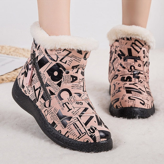 2021 New Women Boots Fashion Alphabet Winter Shoes Women Waterproof Snow Boots Warm Ankle Botas Mujer Winter Footwear Female