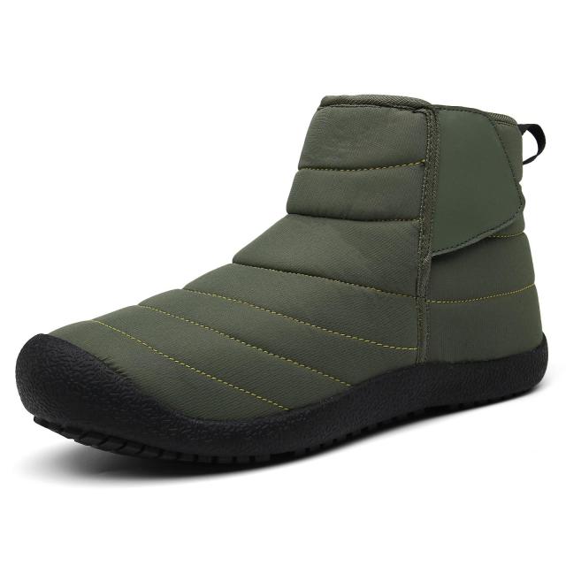 Winter Snow Boots Plush Outdoor Men's Sneakers 36-46 Warm Fur Ankle Waterproof Army Green Boots- Men's wear