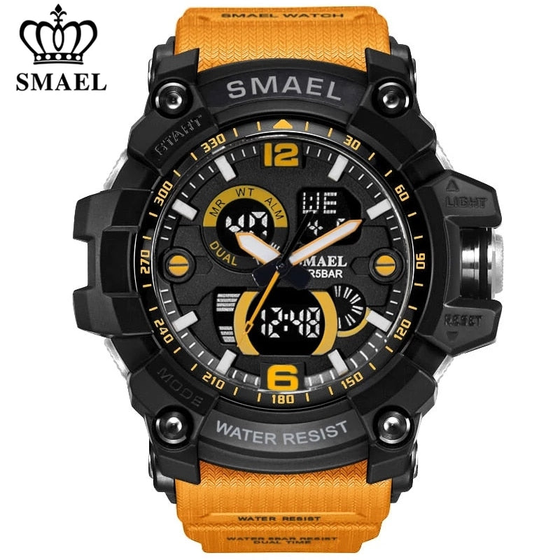 SMAEL Men Military Watch 50m Waterproof Wristwatch LED Quartz Clock Male relogios masculino 1617 Digital Sports Watches Men's