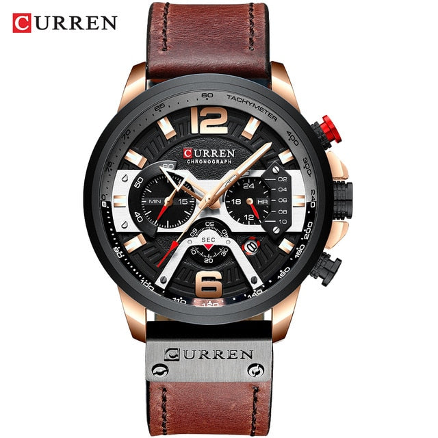 CURREN Casual Sport Watches for Men Blue Top Brand Luxury Military Leather Wrist Watch Man Clock Fashion Chronograph Wristwatch-men