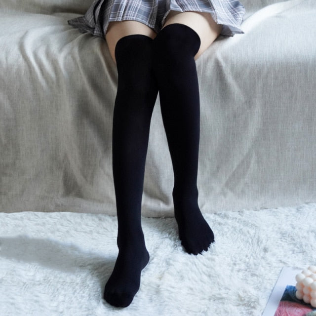 New Women Fashion Thigh High Stockings Solid Casual Velvet Soft Flexible Over Knee Socks JK Girls Female Sexy Striped Long Socks