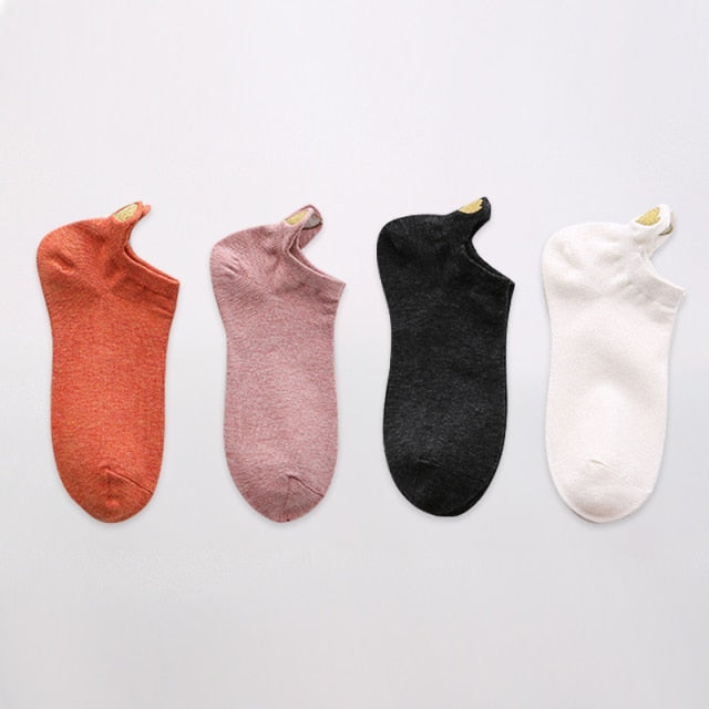 4 Pairs Lot Fashion Cotton Color Novelty Girls Funny Ankle Socks Pack-women's wear
