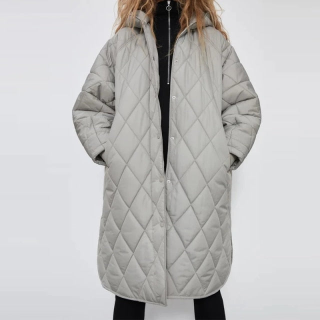 Za Women's Coats Winter Overcoat Female Parkas With Hoody Jacket Solid Outwear Pocket Long Sleeves Long Coat trf Oversize Jacket