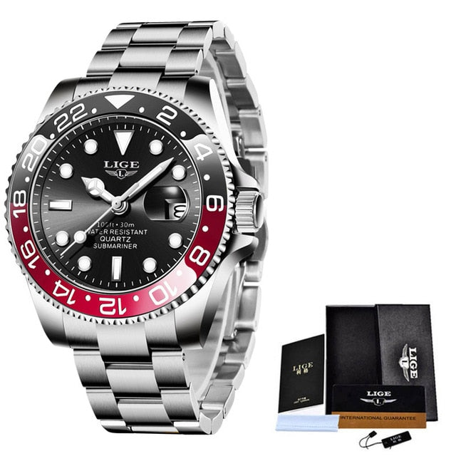 LIGE Top Brand Luxury Fashion Diver Watch Men 30ATM Waterproof Date Clock Sport Watches Mens Quartz Wristwatch Relogio Masculino