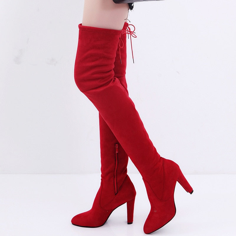 NEW Sexy Party Boots Fashion Suede Leather Over The Knee Heels Boots -women's wear