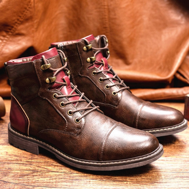 Men Shoes Autumn Winter Boots Retro Style Ankle Boots Lace Up  Casual  Boots High-top Shoes For Men Wear-resistant Zapatos Boots