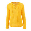 Conmoto Lace Up Pullovers Solid Sweater O Neck Full Sleeve Winter Sweater Regular Computer Knitted Street Fashion Jumper
