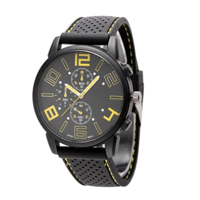 Alloy Analogue Soft Style Shell Watch Dial Silicone Sports Men Quartz Band-Men